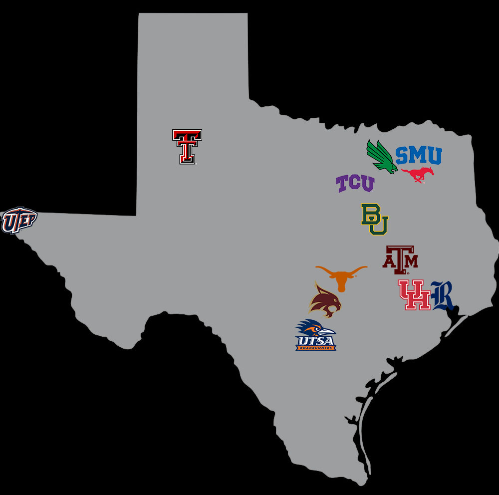 How Could A 2020 College Football Season Happen The College Sports   Texas FBS Map 